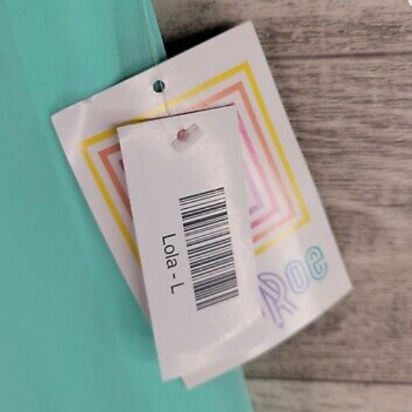 BNWT LuLaRoe Lola Skirt Womens Size L Mint Green With Pink Waistband A-Line - Picture 2 of 4